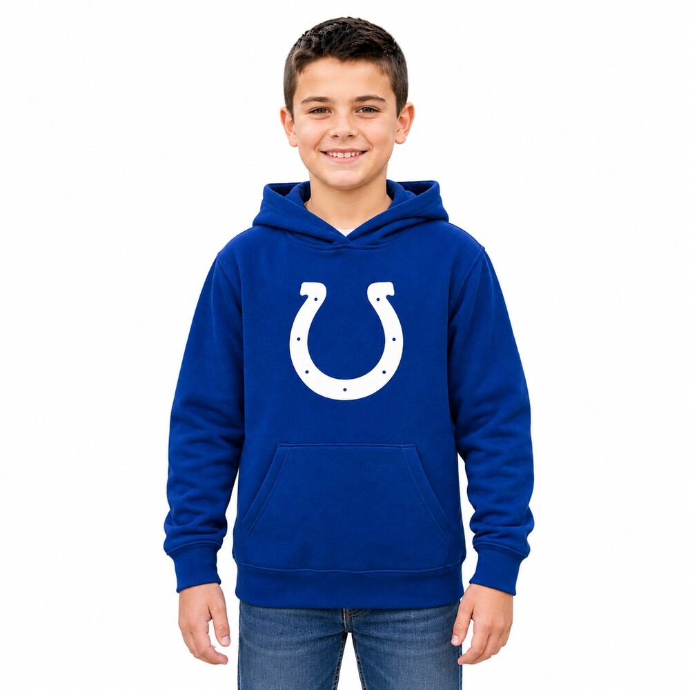 Outerstuff Boy's Indianapolis Colts Primary Logo Fleece Hoodie Medium Blue